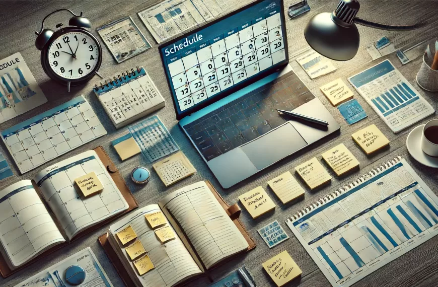 genera una imagen fotográfica simbólica horizontal para ilustrar un artículo acerca de la Elaboración de un Cronograma